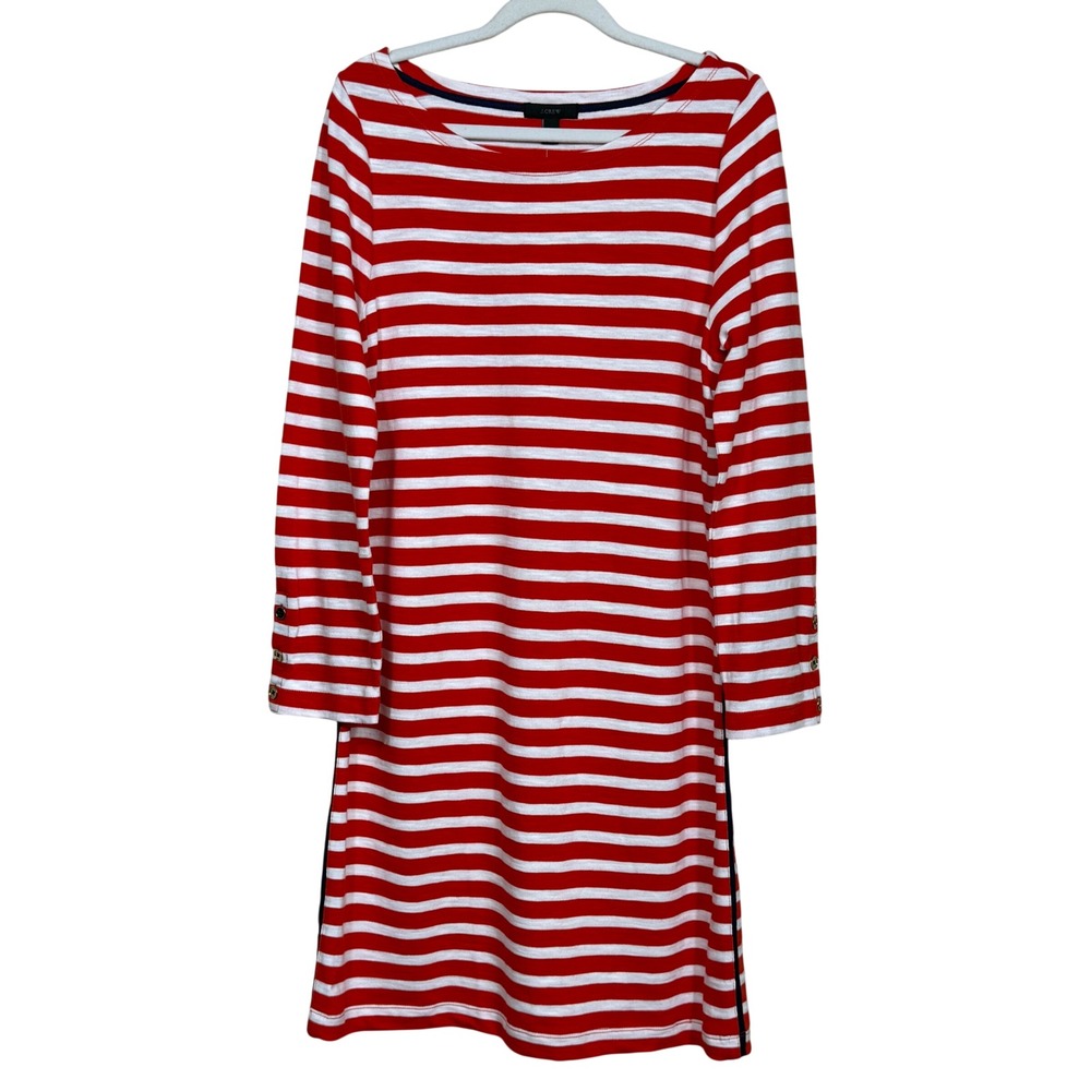 J.Crew Striped Knit T-Shirt Dress Small Red White Blue - Picture 2 of 9